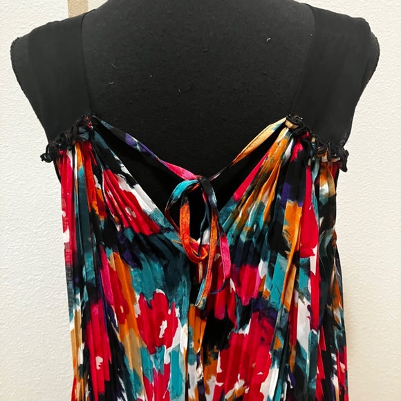 Allen B Accordian style asymmetrical sheer high low dress. - Picture 8 of 13